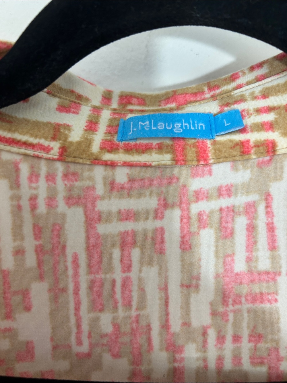 J McLaughlin Button Down Collared Blouse, Pink & Tan size Large - Picture 3 of 7